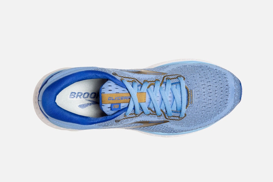 Brooks Israel Glycerin 18 Road Running Shoes Womens - Blue/Gold - UMV-432795